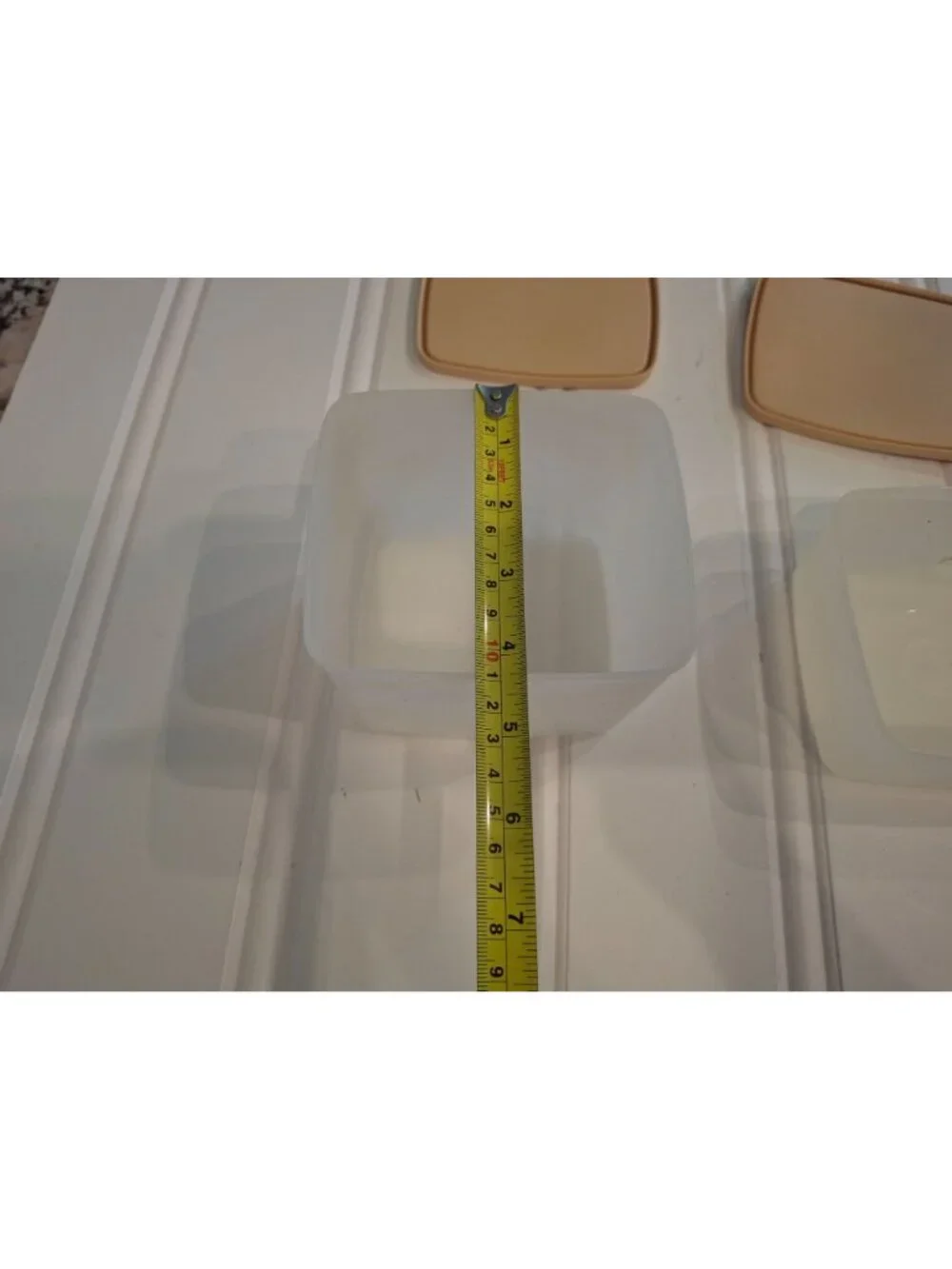 BasicVintage Tupperware Square Containers Set 2 Almond Lids Retro MCM Kitchen